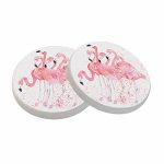 Ofloral Pink Flamingo Coasters For Drinks Animal Tropical Summer Color Splash Cups Place Mats For Home Decor Set Of 2 4 Inch