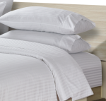 Simon Baker 250 Thread Count Egyptian Cotton Stripe Sheet Set White Various Sizes - King XL 4PCE
