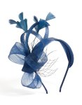 Dark Blue Feather Loop Net Fascinator