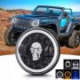 Set Of 2 Super-bright Rgb 7 Inch Skull Design LED Head Lights For Wide Applications