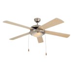 Eurolux F4 Ceiling Fan 5 Blades Satin Chrome natural Wood