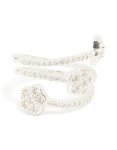Silver Plated Cubic Zirconia Triple Layer Flower Wrap Around Ring - M l