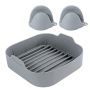 Reusable Silicone Air Fryer Liner Square Air Fryer Pot With Oven Mitts