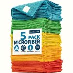 1 5 10PCS Multi-purpose Microfiber Cloth - Streak-free Super Absorbent - Ideal For Kitchen And Bathroom Surfaces