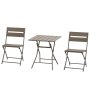 3 Piece Foldable Garden Bistro Set Patio Furniture Set With Table And 2 Chairs For Conservatory Balcony Terrace Grey