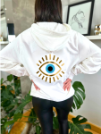 Evil Eye Summer Hoodie - White - Large