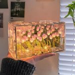 1PC Beautiful Desktop Ornaments Diy Night Light Tulip Flower Sea Diy Full Set Of Material Package Night Light Flower Sea Night L