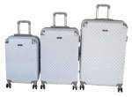 Smte White Abs 3-PIECE Luggage Set With Spinner Wheels Telescoping Handle & Lock With Keychain