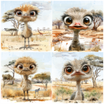 Tear Resistant Deco Print Quirky Ostrich