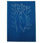 Silkscreen Stencil Floral Hands Line Art 17 X 14CM