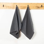 Waffle Weave KITCHEN Towel Set 2 Pack - Dark Grey