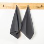 Waffle Weave KITCHEN Towel Set 2 Pack - Dark Grey