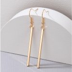 Golden Stick Design Dangle Earrings Cute Simple Style Zinc Alloy Jewelry Trendy Female Gift