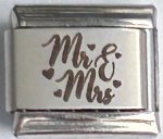 9MM Laser Italian Charm - Mr & Mrs
