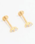 Goldair Gold Plated Titanium Cubic Zirconia Flat Back Studs