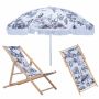 2.0M Beach Umbrella & Wooden Chair Combo - Lucie De Moyencourt Collection - Clifton People