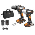 Worx 20V Drill & Impact Driver With Batteries & Charger Combo