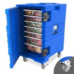 Rovsun 109 Qt Hot Box Food Warmer Insulated Food Pan Carrier W lockable Wheels Double Buckles And Handles Stackable Hot Boxes Fo