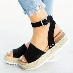 Women's Platform Espadrille Sandals Open Toe Ankle Buckle Strap Shoes Casual Slingback Summer Sandals