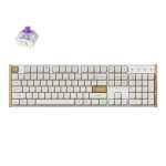K10 He Special Edition Full-size Hot-swap Gateron Dbl-rail Nebula Switch Rgb Wireless Keyboard – White Wood + Al
