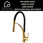 Polished Gold Single Lever Sink Mixer With Flexi Pull-out Spout