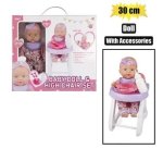 Doll Baby 30CM With High Chair & Acc Marketplace Brits Bros