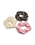 Tweens Pink & Cream Floral Scrunchies 3-PACK