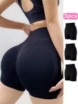 3PCS Seamless High Waist Shaping Shorts Butt Lifting Close Fitted Fitness Biker Shorts Women's Underwear & Shapewear