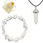 Clear Quartz Bracelet & Clear Quartz Pendant In Organza Bag-master Healer