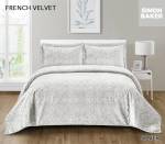 Simon Baker - French Velvet Bedspread Set - Silver Various Sizes - Super King - 320CM X 270CM + 2 Pillowcases 50CM X 70CM