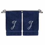 Monogrammed Hand Towel Personalized Gift 16 X 30 Inches - Set Of 2 - Silver Embroidered Towel - Extra Absorbent 100% Turkish Cot