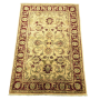 143 X 100CM Afghan Chobi Sandy Brown & Deep Red Hand Woven Bedside Carpet
