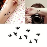 2 Pcs Small Cute Temporary Tattoo Black Bird Halloween Party Daily Body Art Waterproof Tattoo Stickers