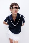 V-neck Sweater Vest - Navy Blue
