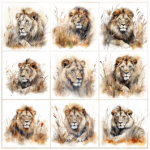 Tear Resistant Deco Print Paper Lion In Grass 9'S