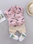 2PCS Baby Boys Casual Feather Pattern Short Sleeve Shirt & Shorts Set Clothes