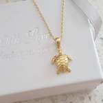 Tara-gold - Gold Plated 925 Sterling Silver Turtle Necklace 10X12MM 45CM Chain