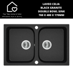 Laveo Celia Black Granite Double Bowl Sink - 760 X 480 X 170MM