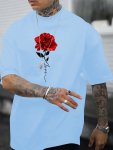 Roses Printed Men's T-shirts Men's Novel Pattern Design T-shirts Summer Casual And Comfortable T-shirts Fashionable Short-sleeve