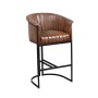 Round Buffalo Leather Bar Chair