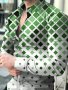 Argyle Print Men's Fashion Daily Long Sleeve Button Up Shirt For Spring Fall Gift For Men