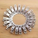20-PACK Stainless Steel Clothes Pins - Strong Grip Clips For Laundry Clothing Towels Chip Bags & More - Non-rust Multipurpose Me
