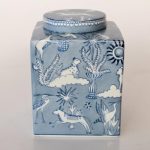 Ceramic Blue & White Jar With Tiger Moon Design – 24X19X18.5CM