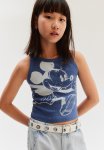 Ribbed Vest Top - Blue Mickey Mouse