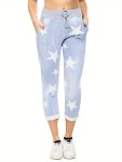 Floral Print Slim Cropped Pants Casual Drawstring Skinny Pants For Every Day Women's Clothing