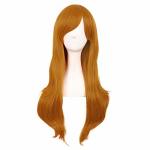 Mapofbeauty 28 INCH 70CM Women Side Bangs Long Curly Hair Cosplay Wig Orange