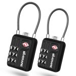 2 Pack Tsa Approved Travel Luggage Locks Metal Cable Combination Lock Alloy Keyless 3-DIGIT Padlocks Weatherproof Tsa Accepted P