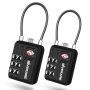 2 Pack Tsa Approved Travel Luggage Locks Metal Cable Combination Lock Alloy Keyless 3-DIGIT Padlocks Weatherproof Tsa Accepted Padlock Toolbox Lock
