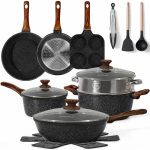 Aluminium Black Granite 18PIECE Cookware Set