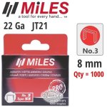 Miles Galv Staples 22G JT21 8MM X 1000PCS Miles NO3 MILSTAP3-8